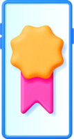 3D Medal with Ribbon on Phone Screen png