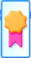 3d medalha com fita em telefone tela png