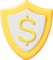 3D Gold Shield with Dollar Sign png
