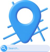 3D Location Map Pin and Search Bar png