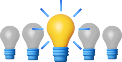 3D Bright Light Idea Bulb png