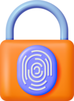 3D Fingerprint on Padlock png