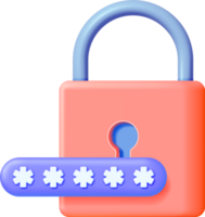 3D Password Field with Padlock png