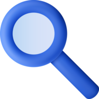 3D Blue Magnifying Glass png