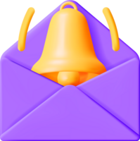 3D Mail Envelope with Bell Notification png