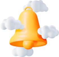 3D Notification Bell Icon in Clouds png