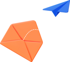 3d Mail Briefumschlag im Papier Flugzeug png