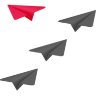 3D Red Paper Plane in Crowd of Grey png