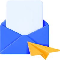 3D Mail Envelope in Paper Plane png