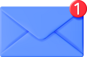 3D Mail Envelope with Notification New Message png