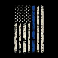 Thin blue line american flag t shirt design vector