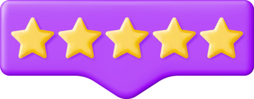 3D Glossy Yellow Five Stars Rating in Bubble png