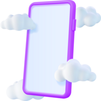 3d Realistic Smartphone with Empty Screen in Cloud png