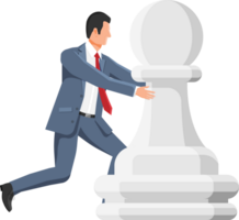 Man competing with chess pieces png