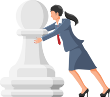 Woman competing with chess pieces png
