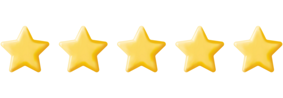 3D Glossy Yellow Five Stars Rating. png