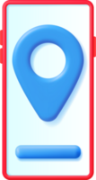 3d Posizione carta geografica perno nel smartphone png