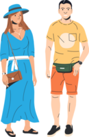 Women in hat and man in shorts png