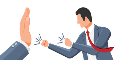 Big Hand Show Stop Gesture to Businessman. png