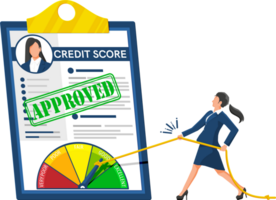 Businesswoman changing personal credit information png