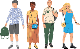 Group of fashion people characters png