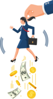 Big Hand Using Businesswoman for Control. png