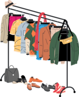 Woman and man wardrobe on hanger png