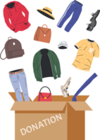 papier carton boîte plein de vêtements et accessoires. png