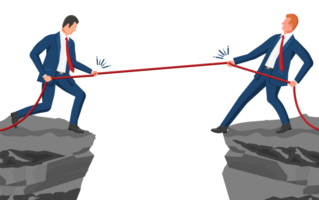 Two businessman pull of rope png