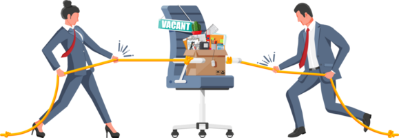 Office chair and sign vacancy, people with rope png