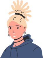 Modern girl in hoodie with dreadlocks png