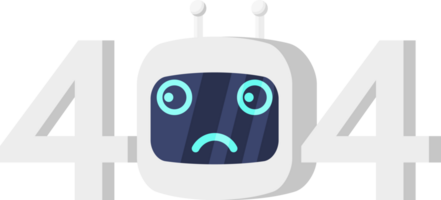 Head of sad robot, 404 not found page png