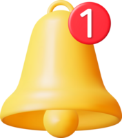 icône de cloche de notification 3d png