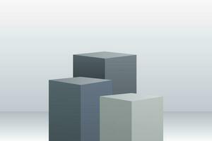 Box cube podiums for product display. Minimal scene with geometric forms. Vector illustration.