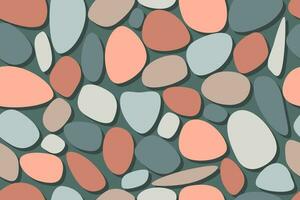 Natural stone and colorful pebble seamless pattern. Vector illustration.