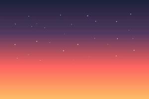 Sunset sky in evening with orange, yellow and purple gradient color. Star universe background. Vector illustration.