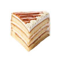 ai generiert Scheibe von geschichtet Kuchen auf transparent Hintergrund png Bild