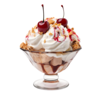 AI generated ice cream cup with cherry  on transparent background PNG image