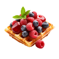 AI generated Waffle with Berries on transparent background PNG image