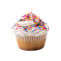 ai generiert Cupcake mit streuen auf transparent Hintergrund png Bild