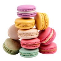 AI generated Colorful Macarons on transparent background PNG image