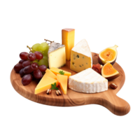 ai généré fromage plat avec divers les fromages et des noisettes sur transparent Contexte png image