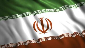 Realistic slow motion waving flag of Iran. Motion. Highly detailed fabric texture of a national tricolor flag. photo