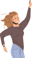 Happy woman in casual clothes jumping png