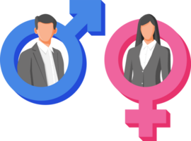 Pink and blue gender symbol with woman and man png