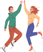 Happy Man and Woman Jumping png