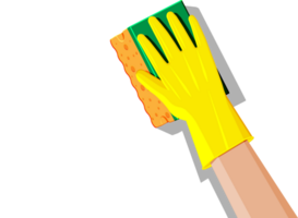 Hand im Handschuhe mit Schwamm png