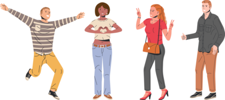 People showing positive body language gestures png