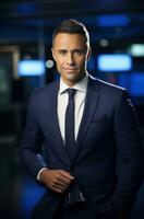 AI generated news anchor he is not wearing a suit photo