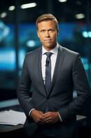 AI generated news anchor he is not wearing a suit photo